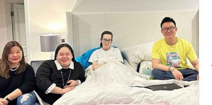 Darla Sauler (2nd from left) shares this photo of her visit to Kris Aquino in the United States.