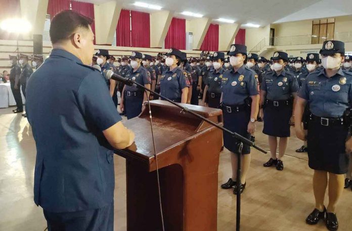 A total of 289 cops in Antique were promoted. The simultaneous oath taking and donning and pinning of ranks were held on Tuesday, Jan. 10, 2023. PHOTO COURTESY OF APPO FB PAGE