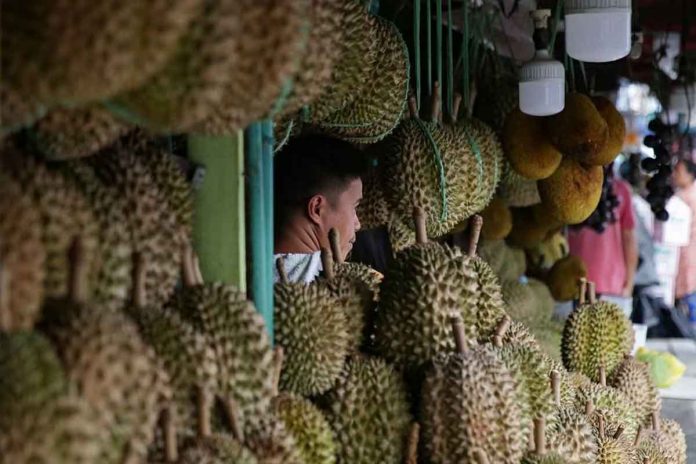 Durian vendors man their stalls at a market in Davao City. ABS-CBN NEWS FILE PHOTO