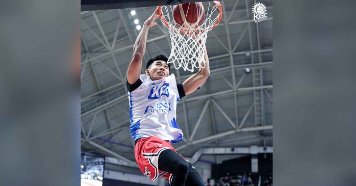 Rhenz Abando of Anyang KGC Ginseng Corporation with one of his dunks during the 2023 KBL All-Stars Weekend Slam Dunk competition. KGC PHOTO