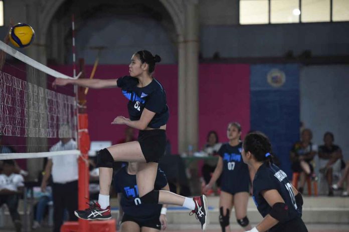 Bacolod Tay Tung High School Thunderbolts 18-Under team’s Jihan Chuatico rises up for an attack. PHOTO COURTESY OF STEPHEN TAN