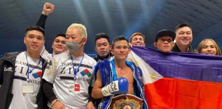 Filipino boxer Melvin Jerusalem was all smiles after capturing the WBO world minimumweight belt with a second round stoppage win over Japanese Masataka Taniguchi. SANMAN PROMOTIONS PHOTO