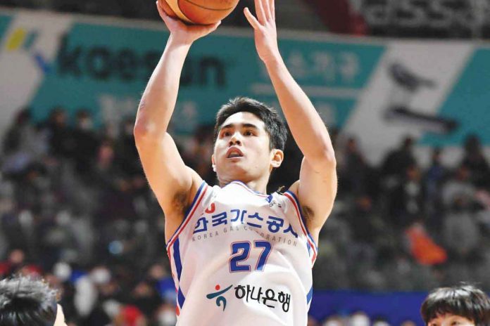 Bacolodnon Samjosef Belangel scored five points in Daegu Korea Gas Corporation Pegasus’ win over Jeonju KCC Egis. KBL PHOTO