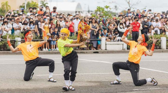 Dinagyang Festival 2023 participating tribes perform during the opening salvo on Jan. 13, 2023 in Iloilo City. ILOILO CITY MAYOR’S OFFICE PHOTO