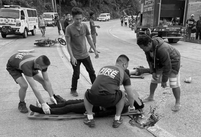 A motorcycle accident killed two and injured one in Batad, Iloilo on Wednesday. BFP RSIX BATAD FIRESTATION