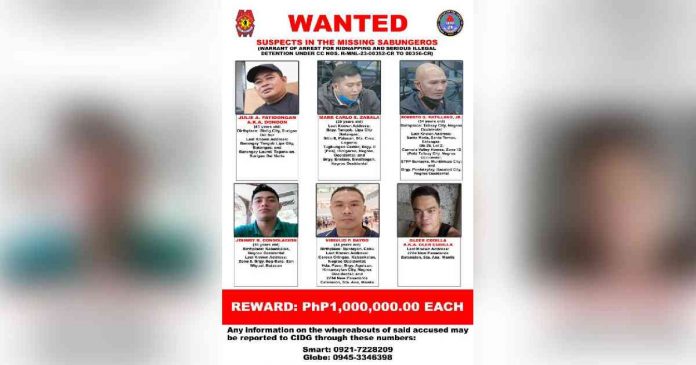 The Philippine National Police released on Feb. 17 the wanted poster of six suspects in the disappearance of six "sabungeros" in Manila Arena last year. PNP PHOTO