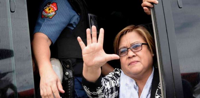 Then senator Leila de Lima voluntarily submitted to the authorities on February 24, 2017, after being charged with allegedly taking part in the drug trade at the New Bilibid Prison – the main penitentiary managed by the Bureau of Corrections in the Department of Justice. AFP/GETTY IMAGES