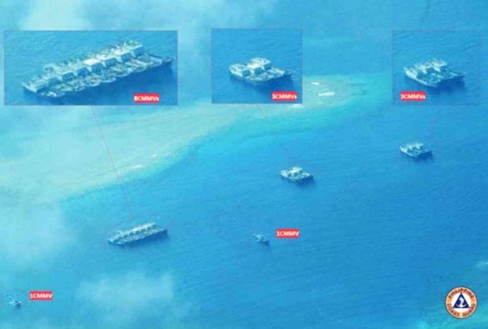 The Philippine Coast Guard on Wednesday confirmed the presence of at least 30 suspected Chinese maritime militia vessels in Sabina and Ayungin Shoal in the West Philippines Sea. PHOTO COURTESY OF PCG