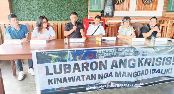 Progressive groups led by Bagong Alyansang Makabayan – Panay will stage protests in Iloilo City to commemorate the 37th anniversary of the EDSA People Power Revolution on Saturday, Feb. 25. Photo shows members of progressive groups during yesterday’s press conference. AJ PALCULLO/PN