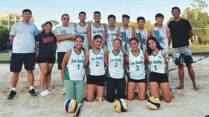 Members and coaching staff of the University of St. La Salle beach volleyball teams. CONTRIBUTED PHOTO