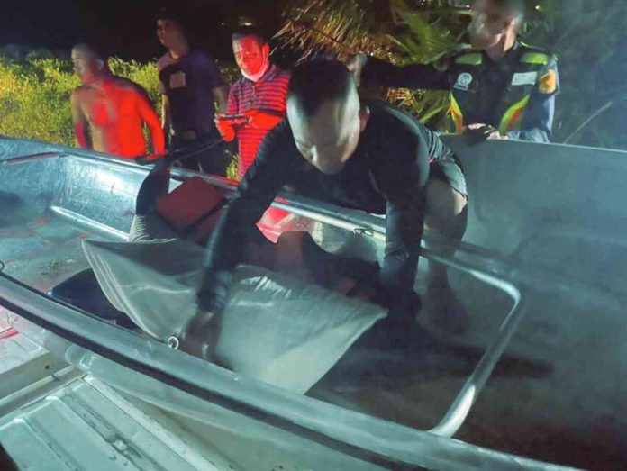 A Spinner dolphin is covered with a wet towel during a rescue operation in Boracay Island. DENR CENRO BORACAY PHOTO