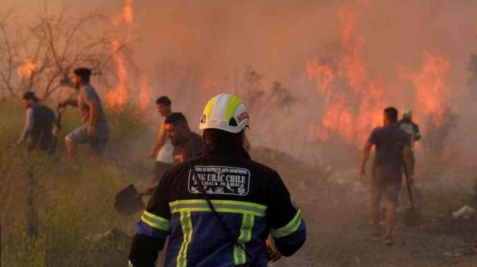 Soaring temperatures in Chile have intensified wildfires across parts of the country. BBC