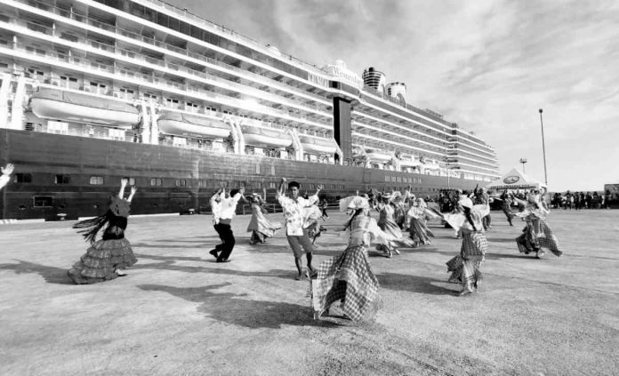 Photo shows MS Westerdam being welcomed in Puerto Princesa City, Palawan, on Thursday. The ship then made her maiden port call to Boracay Island on Friday. PUERTO PRINCESA TOURISM FACEBOOK