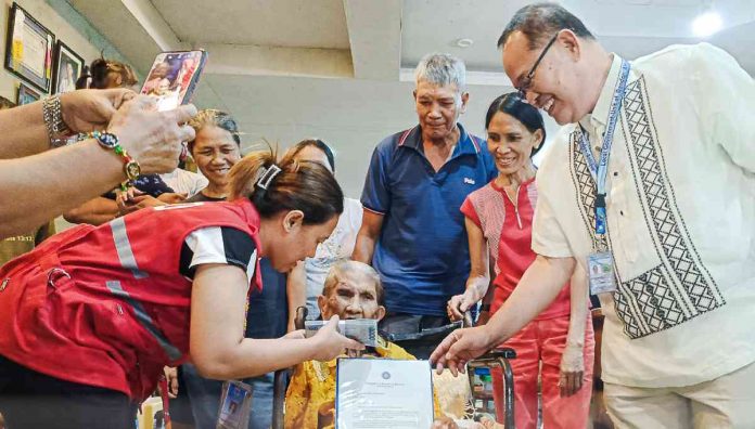 The 100-year-old resident of Jordan, Guimaras, received a P100,000 tax-free cash benefit and a letter of felicitation from the President. MAYOR'S OFFICE - PANDAN, ANTIQUE