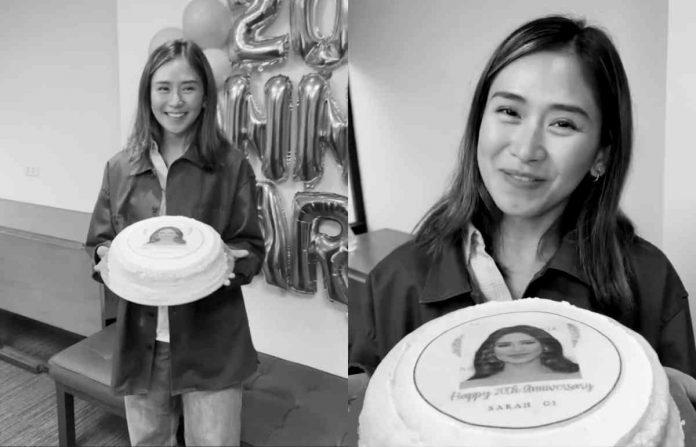 Sarah Geronimo thanks her parents as she marked her 20th anniversary in show business.