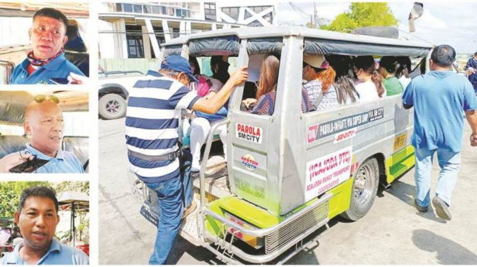 Traditional jeepney drivers Carlito Silva, Ogie Ramos and Allan Jamili are not in favor of reducing the minimum fare by P3. The Department of Transportation recommended these fare discounts: P9 from the current P12 for traditional jeepneys and P11 from P14 for modern jeepneys. AJ PALCULLO/PN