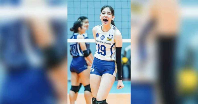 Celine Marsh carried the Lady Bullpups in the opening set of the UAAP high school girls volleyball championship. UAAP PHOTO