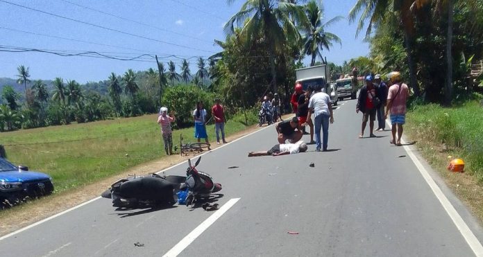 A pickup hit a motorcycle, killing a senior citizen and injuring his granddaughter in Sibalom, Antique, on Thursday, March 23. JP SIBONGA FACEBOOK