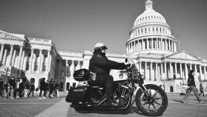 More police units were visible at Washington DC's Capitol Hill on Monday. GETTY IMAGES