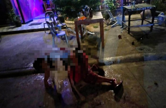 A limit on the operating hours of restobars in Murcia, Negros Occidental is being proposed. Photo shows one of the three fatalities in a restobar brawl in Barangay Salvacion on Friday, March 31. KUYA RANDY FACEBOOK PHOTO/RADYO BANDERA