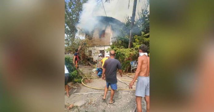 A house was totally gutted by a fire that broke out in Barangay Airport, Mandurriao, Iloilo City on April 6. ILOILO CITY DRRMO PHOTO