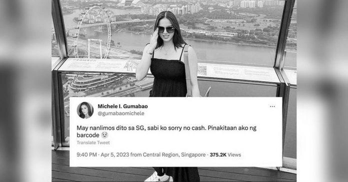 Michele Gumabao takes to Twitter to share her surprising encounter with a high-tech beggar in Singapore who gave her the option to make a digital cash transfer.