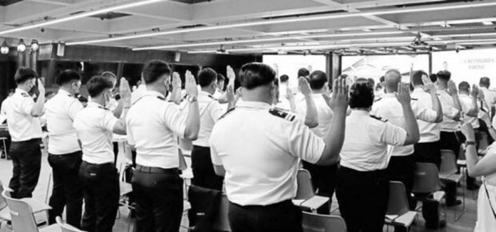 NEW OFFICERS. The Maritime Industry Authority held this year’s first oathtaking ceremony for marine deck and engineer officers in Manila. PHOTO FROM FACEBOOK OF MARINA