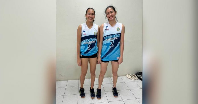 Ilongga Camila Amor Bartolome and Jihan Chuatico stepped up for Negros Occidental secondary girls volleyball team in their win over Antique on Friday. PHOTO COURTESY OF IAN MACARIOLA