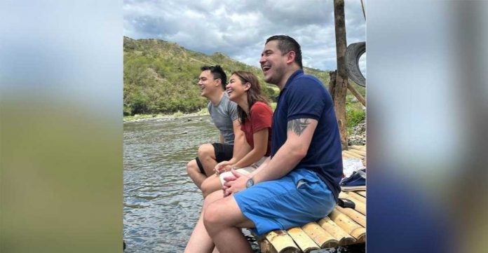 Patrick Garcia, Kaye Abad and Paolo Contis are seen in this photo sitting by the river, evoking nostalgia for their erstwhile youth drama series "Tabing Ilog."