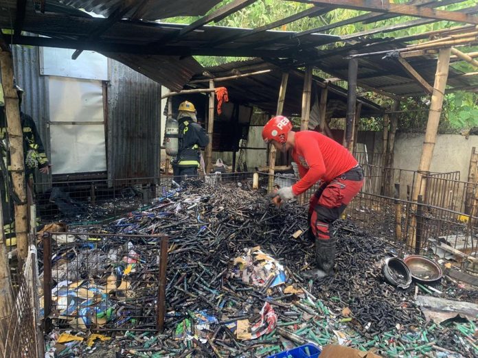 Around 15,000 pieces of whistle bombs and other firecrackers exploded in this backyard firecracker factory in Barangay Bonifacio, Arevalo, Iloilo City on Friday morning, May 26. A factory worker was injured, according to the Bureau of Fire Protection. PANAY EMERGENCY RESPONDERS PHOTO