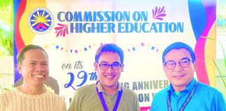 (From left) Prize creator Peter Solis Nery, Peter’s Prize medalist Jonell Segador Gregorio with Commission on Higher Education 6 Regional Education Program Supervisor Efren S. Sucaldito