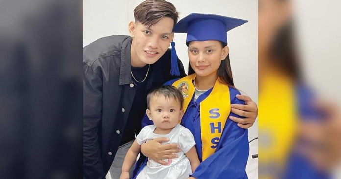 Rita Gaviola is now a senior high school graduate. Photo shows Rita with her non-showbiz partner and their baby daughter Kianna.