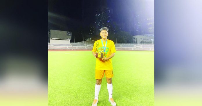 “I am grateful to be recruited by Far Eastern University and become a UAAP champion in my rookie year,” says footballer Rustel Justin Buenafe, a native of San Jose, Antique. FACEBOOK PHOTO