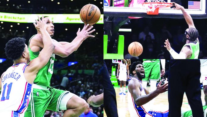 The Boston Celtics’ Jaylen Brown and Malcolm Brogdon have a combined 48 points in Game 2. AP