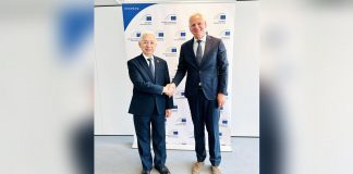 Trade Secretary Alfredo Pascual (left) met with EIB vice president Kris Peeters in Brussels, Belgium on June 26. They discussed the potential collaboration in the Philippines, especially for the EIB to finance green transition projects in the Philippines. DTI PHOTO