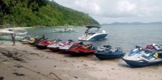 Jet skis are seen in this undated photo parked on one of the islands of El Nido. Such watercraft is forbidden from entering the El Nido Taytay Managed Resource Protected Area. PHOTO COURTESY OF GERRY COLLADO