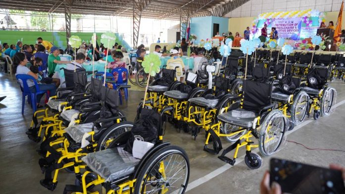 The Iloilo Provincial Social Welfare and Development Office distributed 80 wheelchairs and 40 assistive devices donated by the Latter-Day Saint Charities to persons with disabilities from six towns in the 3rd District. BALITA HALIN SA KAPITOLYO PHOTO