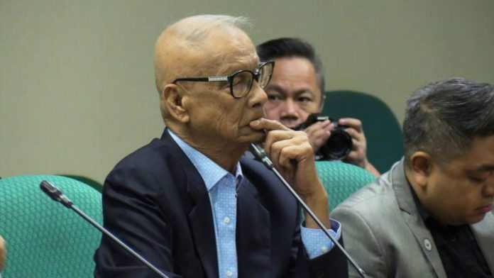 Former Senator Rodolfo Biazon attends a Senate inquiry on the need for Senate’s concurrence on withdrawal/termination from treaties on Feb. 20, 2020. INQUIRER.net file photo /CATHY MIRANDA