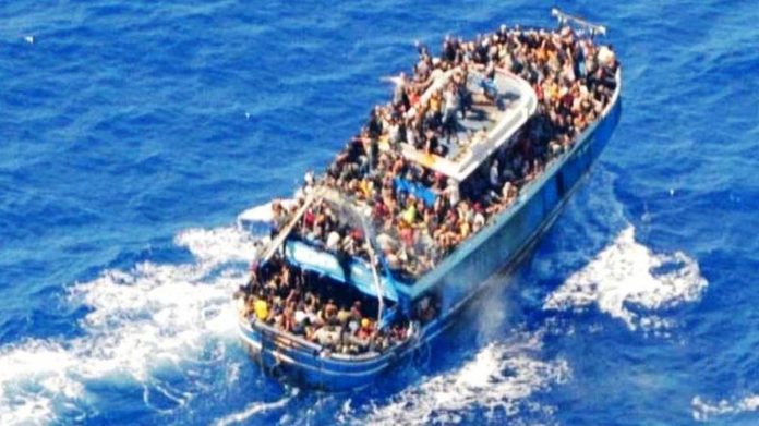 The Greek coastguard released images of the crowded boat before it went down. HELLENIC COST GUARD