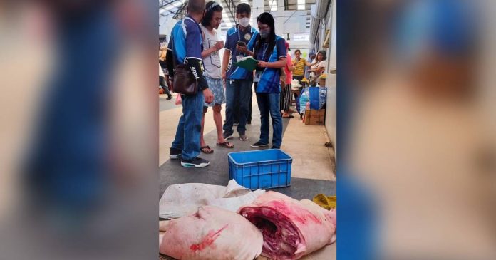 Around 20 kilos of illegal or ‘hot’ meat were intercepted at Roxas City’s public market on Sunday morning, June 11. MERLINDA BAGNATE PHOTO