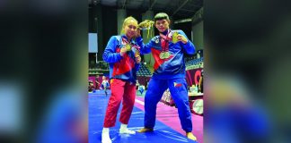 Maria Aisa Ratcliff and Fierre Afan display the medals they won in the 2023 United World Wrestling United World Grappling Asian Championships. CONTRIBUTED PHOTO