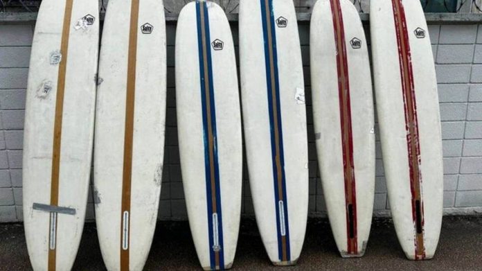 Photo provided by Uruguay's Ministry of the Interior shows the surfboards seized. URUGUAYAN INTERIOR MINISTRY