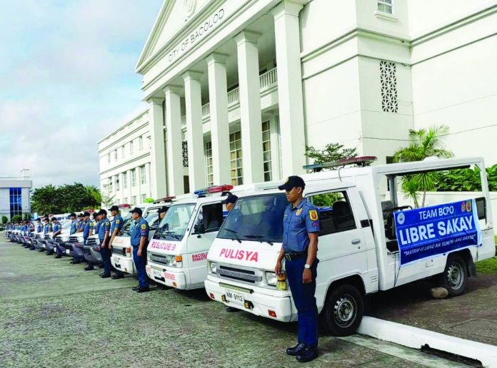 Police mobile vehicles will be deployed to various parts of Bacolod City to offer free rides to commuters affected by today's transport strike. BCPO PHOTO