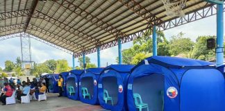 MODULAR TENTS. An evacuation center is one of the projects for the town of Pavia from the Department of Social Welfare and Development-Kapit-Bisig Laban sa Kahirapan-Comprehensive and Integrated Delivery of Social Services. Photo shows 20 sets of modular tents as Pavia local government's counterpart to the project. AJ PALCULLO/PN