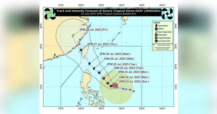 Severe Tropical Storm “Egay” may become a super typhoon on Tuesday, July 25. DOST-PAGASA Photo