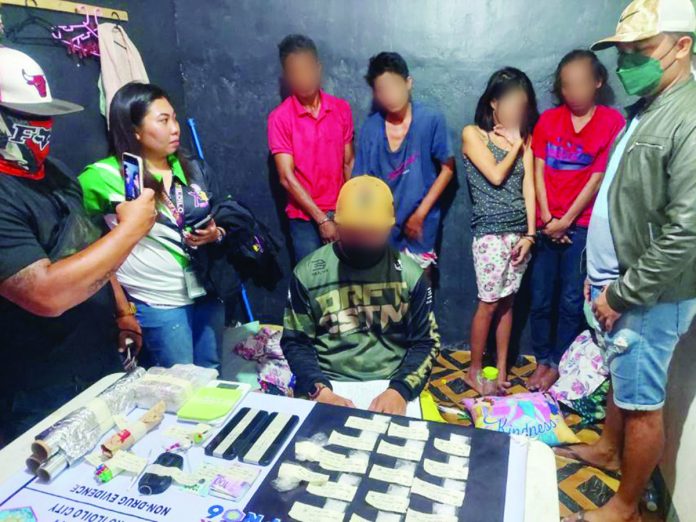 Four drug suspects were arrested in Barangay Poblacion South, Oton, Iloilo yesterday, July 6. Including this operation, police netted over P1.6 million worth of shabu, the other being in Arevalo, Iloilo City on Wednesday, July 5. PRO-6 PHOTO