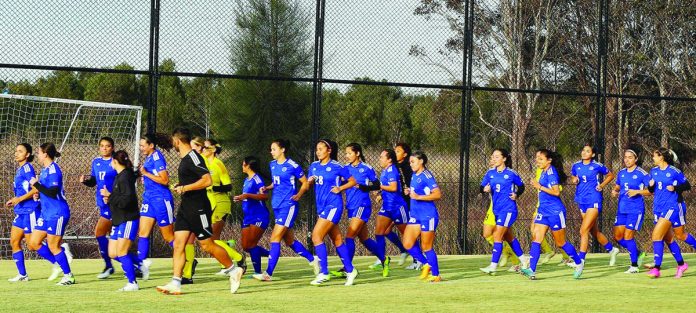 Members of the Philippine women’s football team during their training session. PFF PHOTO