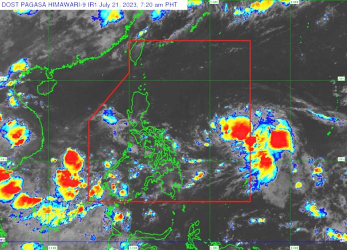 A potential cyclone is being monitored within the Philippine area of responsibility. The low pressure area was located 950 kilometers east of Southeastern Luzon, based on the 4 a.m., July 21, 2023 bulletin of the state weather bureau. SATELLITE IMAGE FROM PAGASA’S WEBSITE