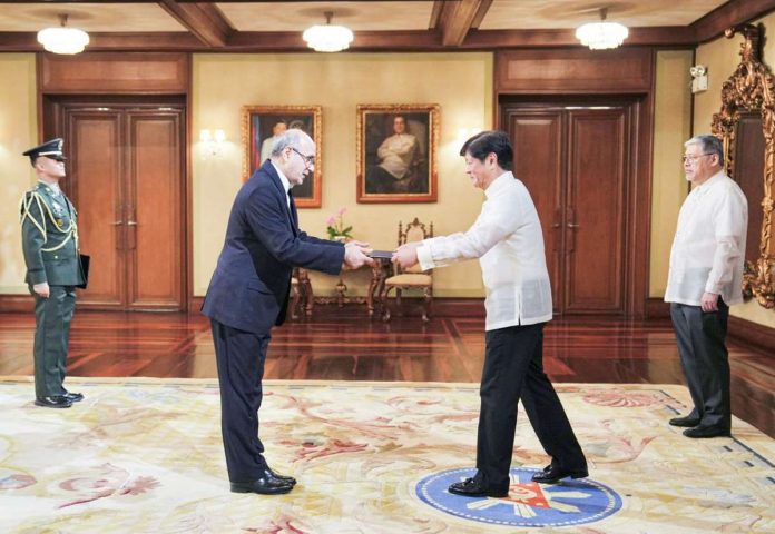 President Ferdinand Marcos Jr. welcomes Yousef Esmaeilzadeh, Tehran's new ambassador-designate to Manila. PRESIDENTIAL COMMUNICATIONS OFFICE PHOTO