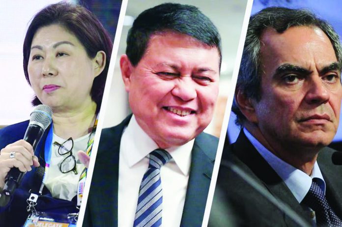 The Sy siblings retained the top spot in the Philippines’ 50 Richest list of Forbes, followed by real estate tycoon Manuel Villar and ports and casino magnate Enrique Razon. Photo shows (from left) Teresita Sy-Coson, Villar and Razon. MARK DEMAYO AND JONATHAN CELLONA, ABS-CBN NEWS PHOTO